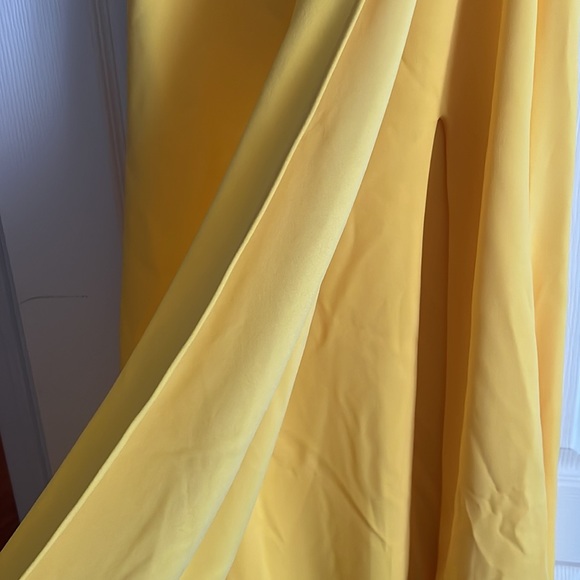 Melanie Lynn Yellow Ballgown one shoulder floor length dress - Picture 5 of 8